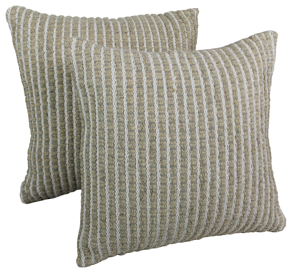 Blazing Needles 20" Woven Look Rope Corded Pillow, White/ Beige, White/ Beige, S
