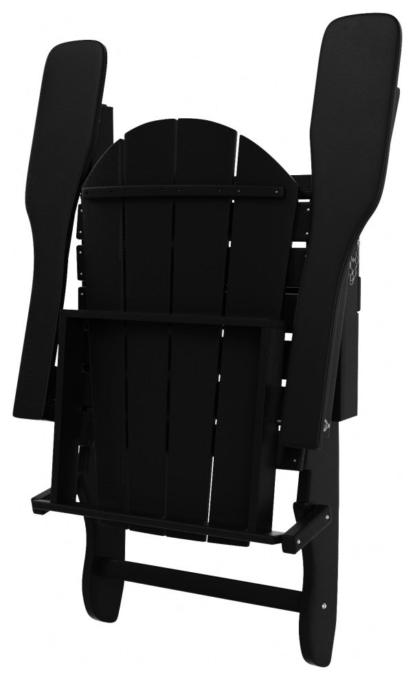 HDPE Outdoor Patio Folding Poly Adirondack Chair, Black