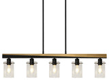 LNC Modern Contemporary 5-Light Black Gold Linear Kitchen Island Light