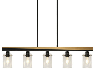 LNC Modern Contemporary 5-Light Black Gold Linear Kitchen Island Light