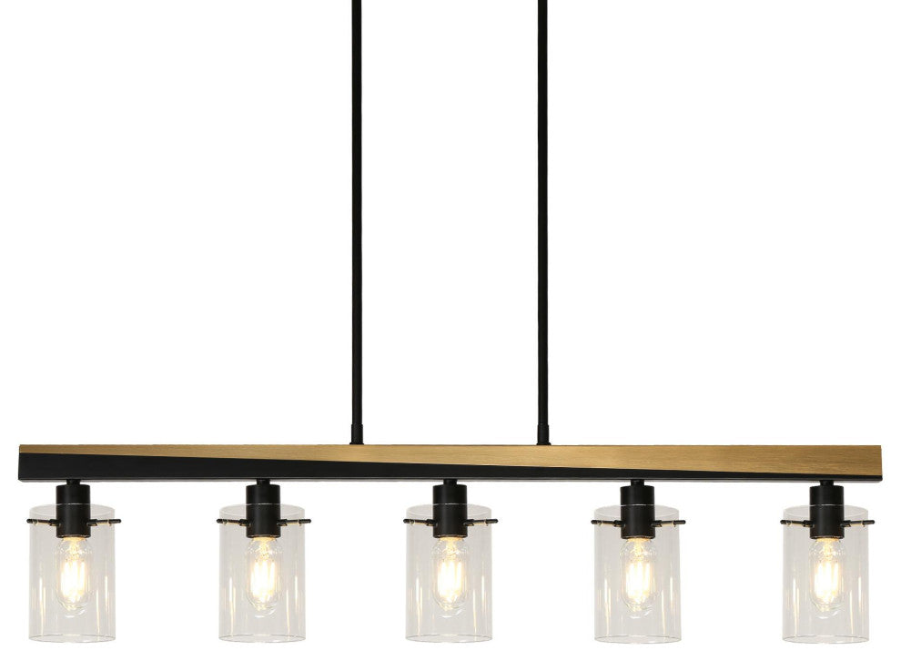 LNC Modern Contemporary 5-Light Black Gold Linear Kitchen Island Light