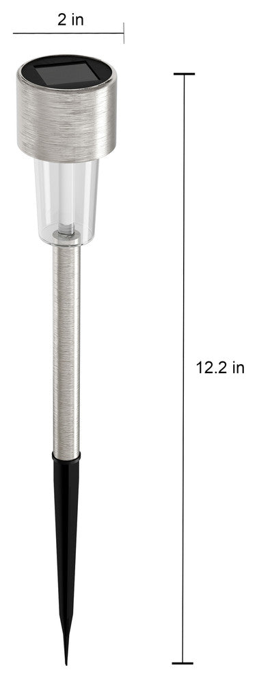 Solar Path Lights- 12.2" Stake Lighting Set of 12 by Pure Garden, Silver