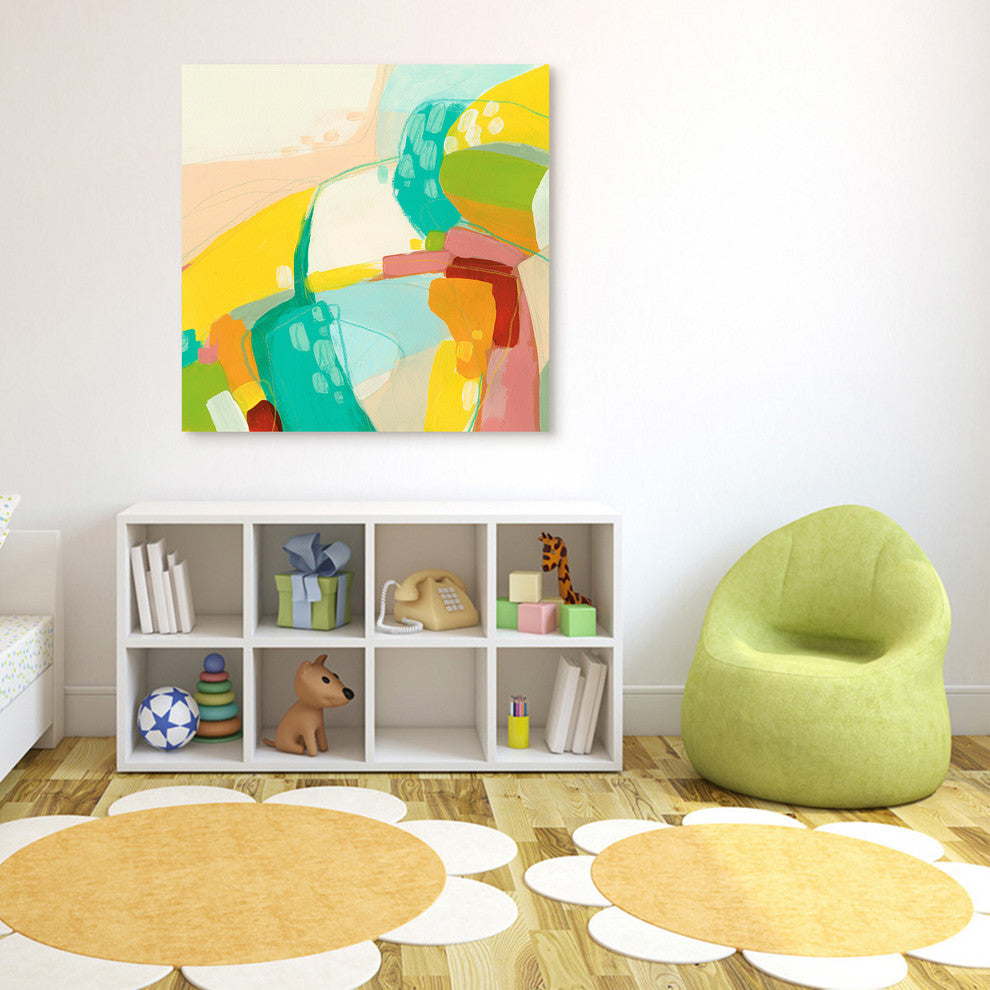 "Chroma 3" Colorful Abstract Wall Art Frameless Free Floating Tempered Glass