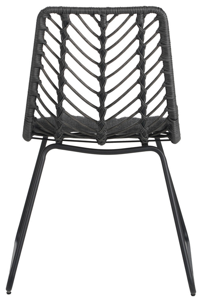 Azlee Outdoor Wicker Dining Chairs With Cushions, Set of 2, Gray