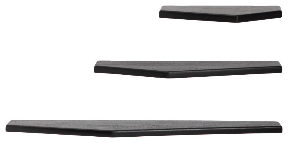 Force Set of 3 Wall Mounted Shelves, Black
