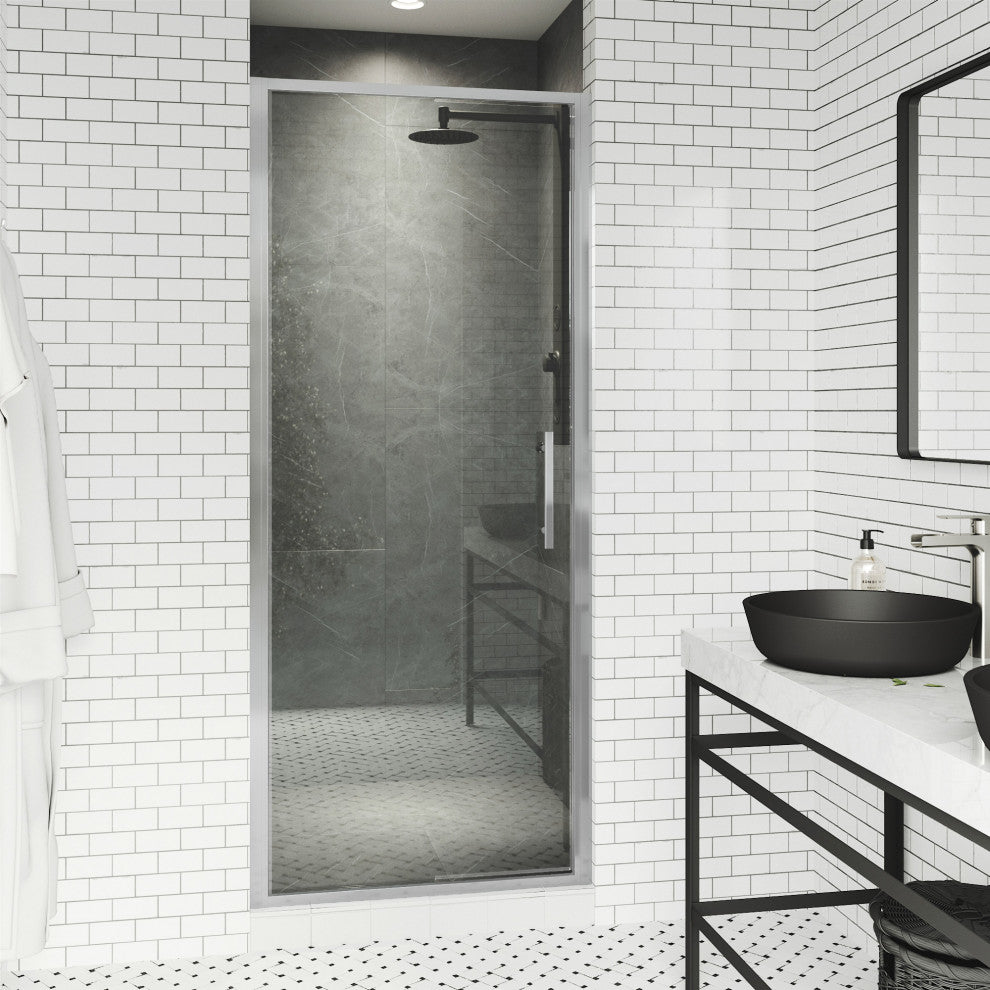 VIGO Astoria Framed Pivot Shower Door, Chrome, 30" W X 76" H, Clear Glass