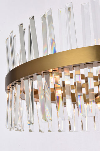 Home Living 36" 3 Tiers Crystal Round Chandelier Light, Satin Gold