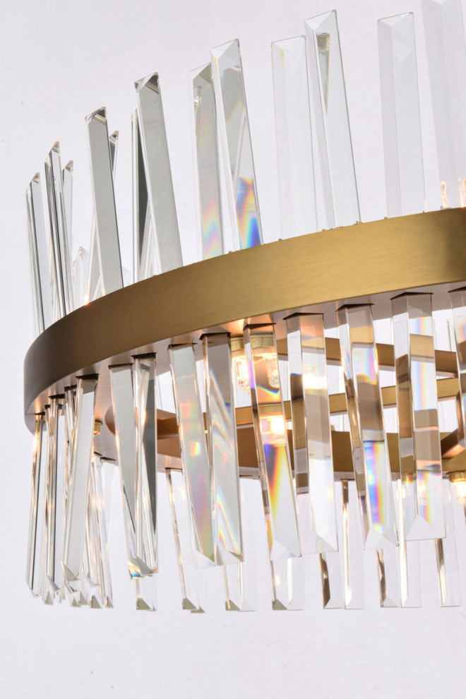 Home Living 36" 3 Tiers Crystal Round Chandelier Light, Satin Gold