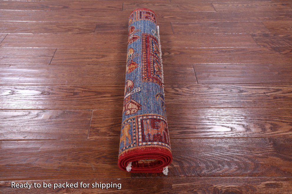 Antiqued Pazyryk Historical Design Handmade Rug 2' 7" X 4' 3" Q10868