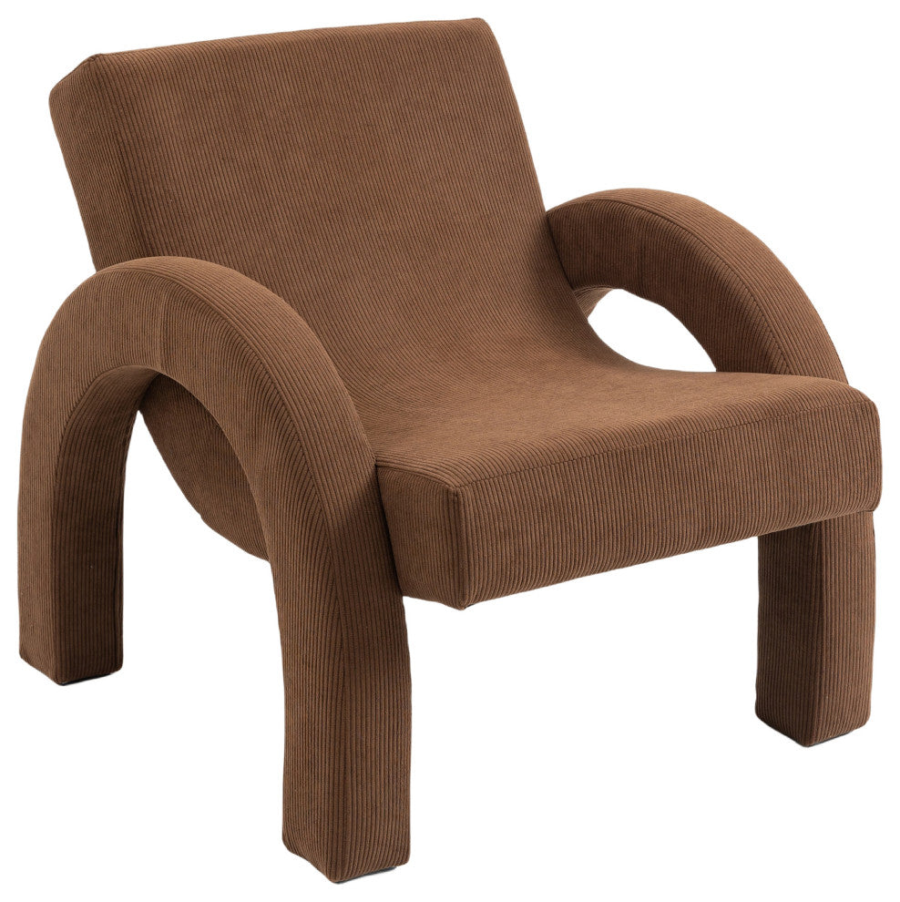 Corduroy Fabric Upholstered Accent Chair, Brown