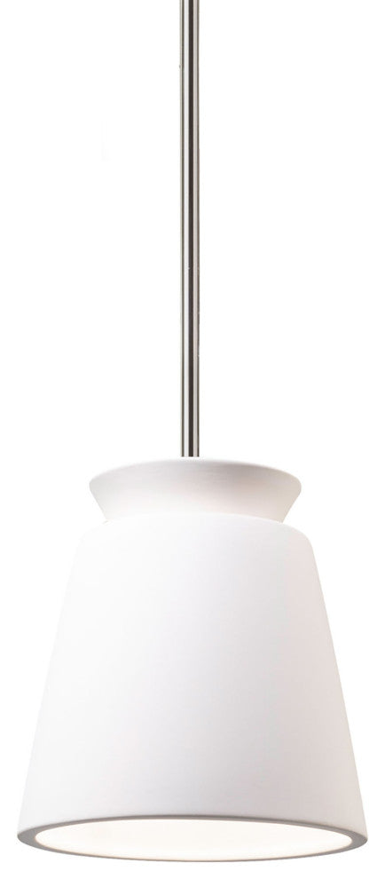 Small Trapezoid Pendant, Bisque, Polished Chrome, Incandescent