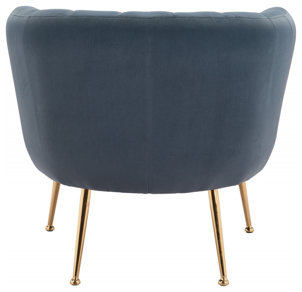 Gray and Gold Super Soft Vertical Channel Accent Club Chair