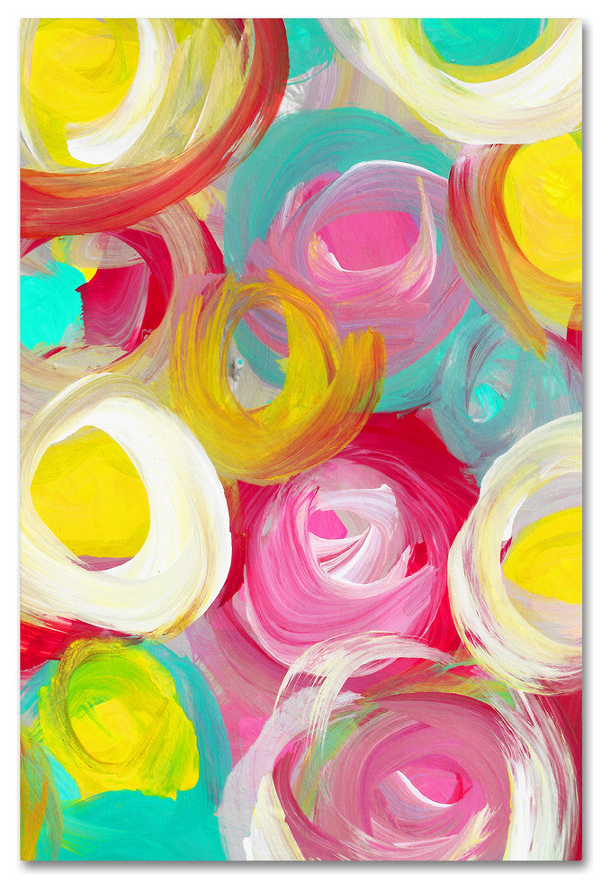 'Rose Garden Circles Vertical 1' Canvas Art, 24x16