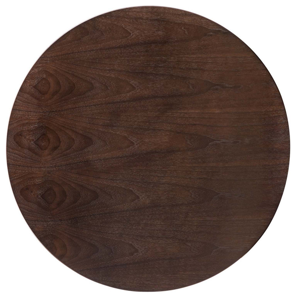 40" Dining Table, Round, White Walnut, Metal, Modern, Bistro Hospitality