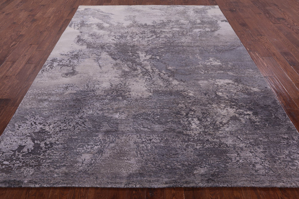Wool and Silk Abstract Hand-Knotted Rug 7' 11" X 10' 1" Q9044