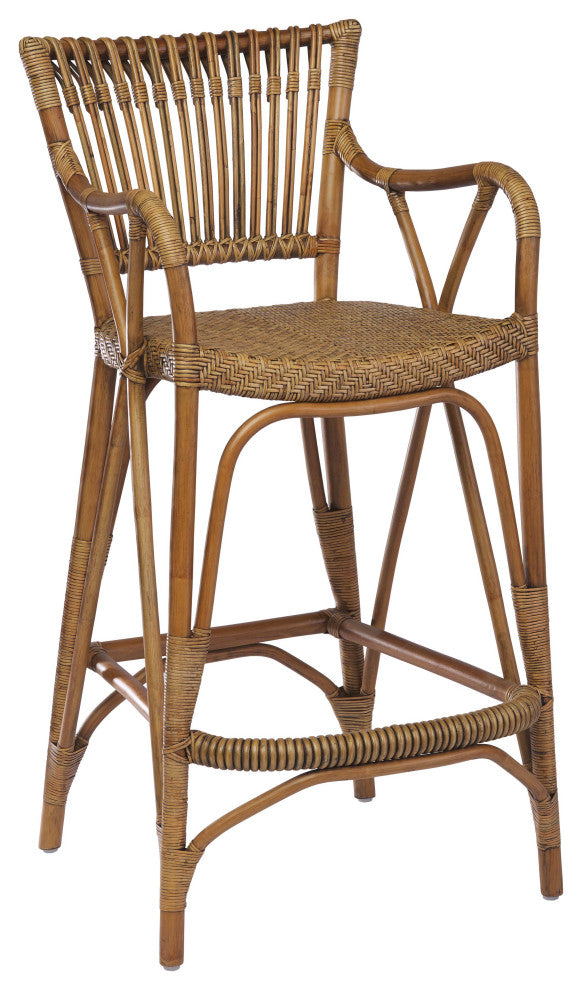 Blues Rattan Bar Stool - Antique