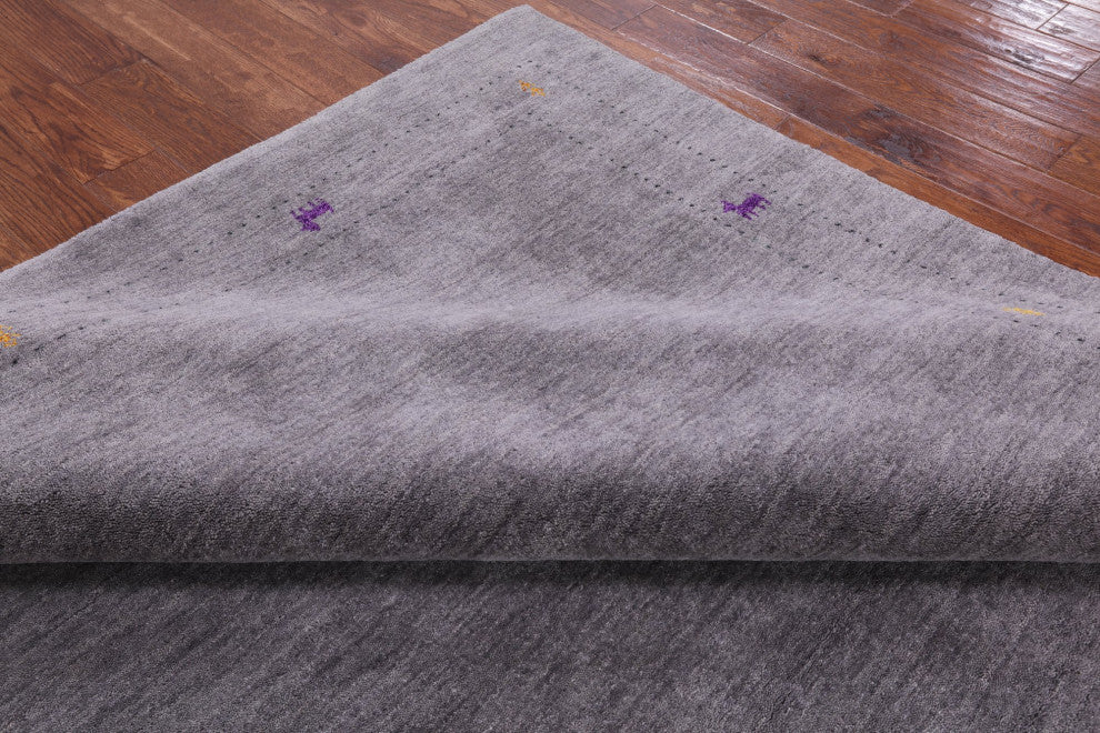 7' Square Hand Knotted Persian Gabbeh Wool Rug Q4359