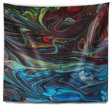 Red Blue Abstract Acrylic Paint Mix Abstract Wall Tapestry, 80"x68"