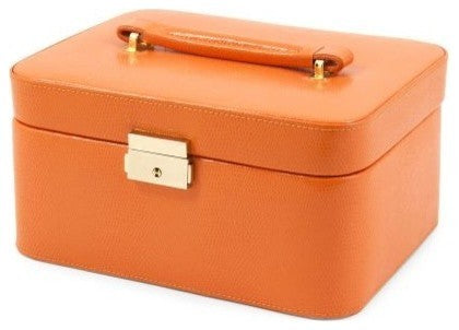 "Lizard" Debossed Leather Jewelry Box, Orange