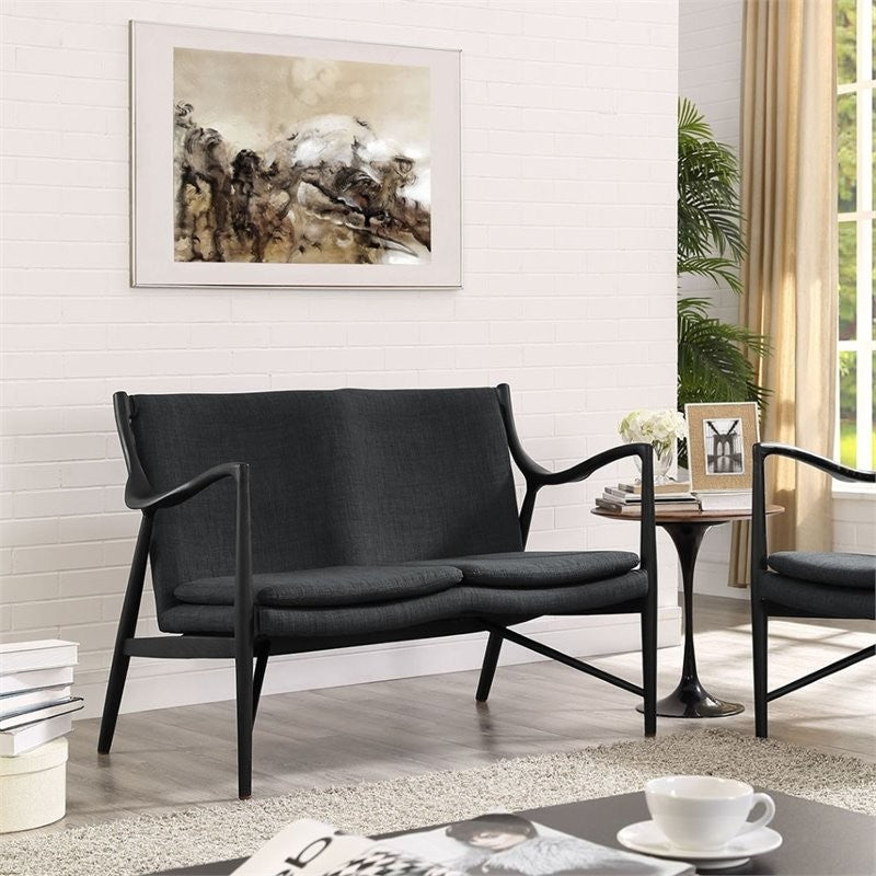 Modern Contemporary Upholstered Loveseat, Gray Fabric