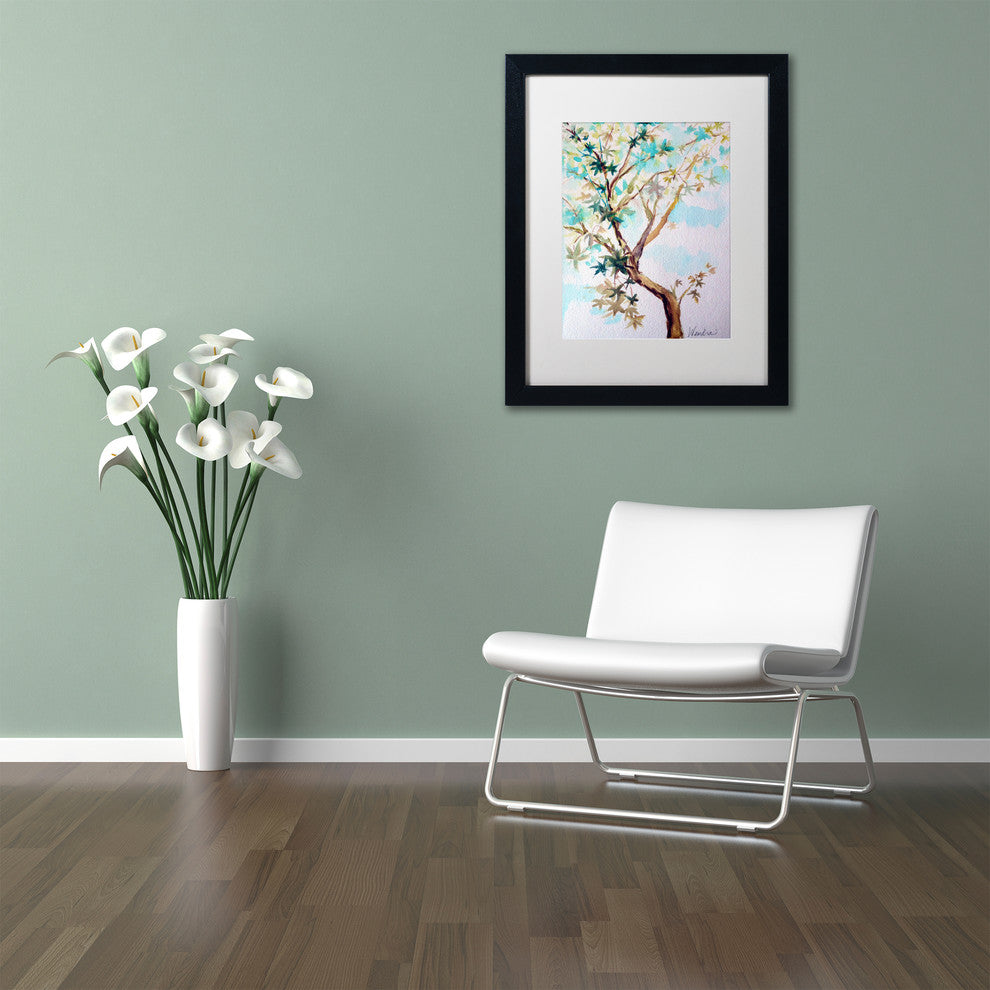Wendra ''Blue Maple'' Matted Framed Art, Black Frame, White Mat, 16x20
