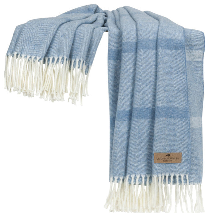 Montauk Stripe Herringbone Throw, Denim