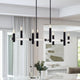 Helsinki 8-Light Black Extra Large Linear Chandelier with Brushed Nickel Accents