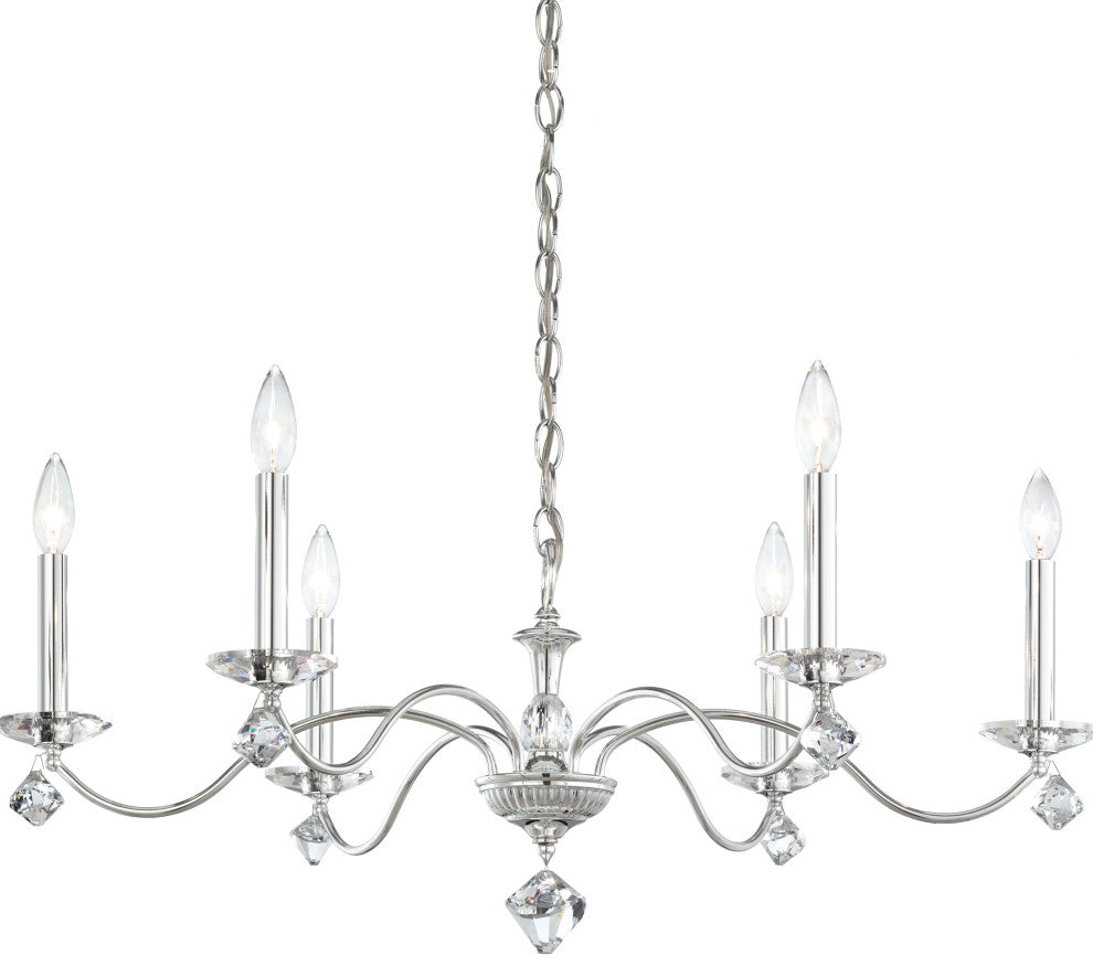 Schonbek Md1006N-40H 6 Light Crystal Chandelier, Polished Silver