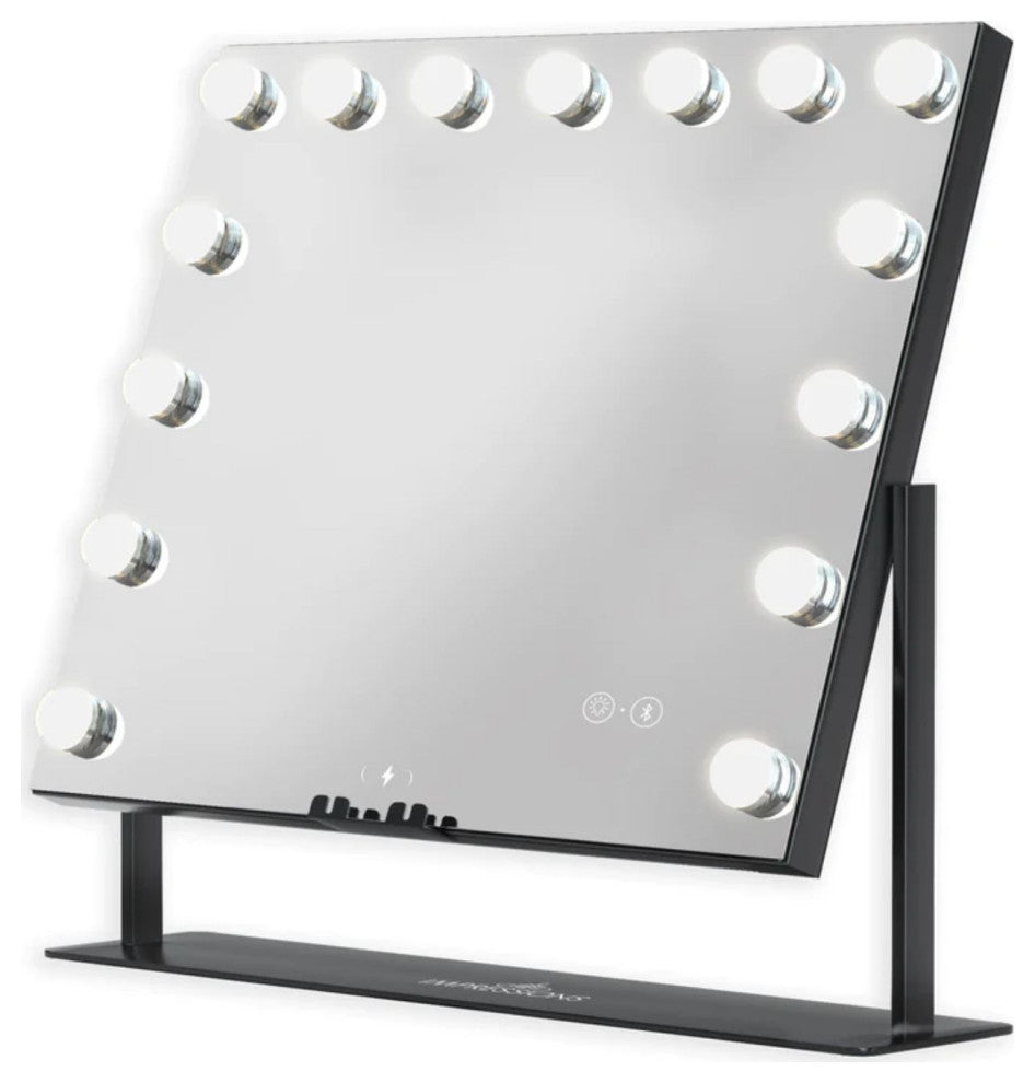 Gilded Tri Tone LED Makeup Mirror, Black