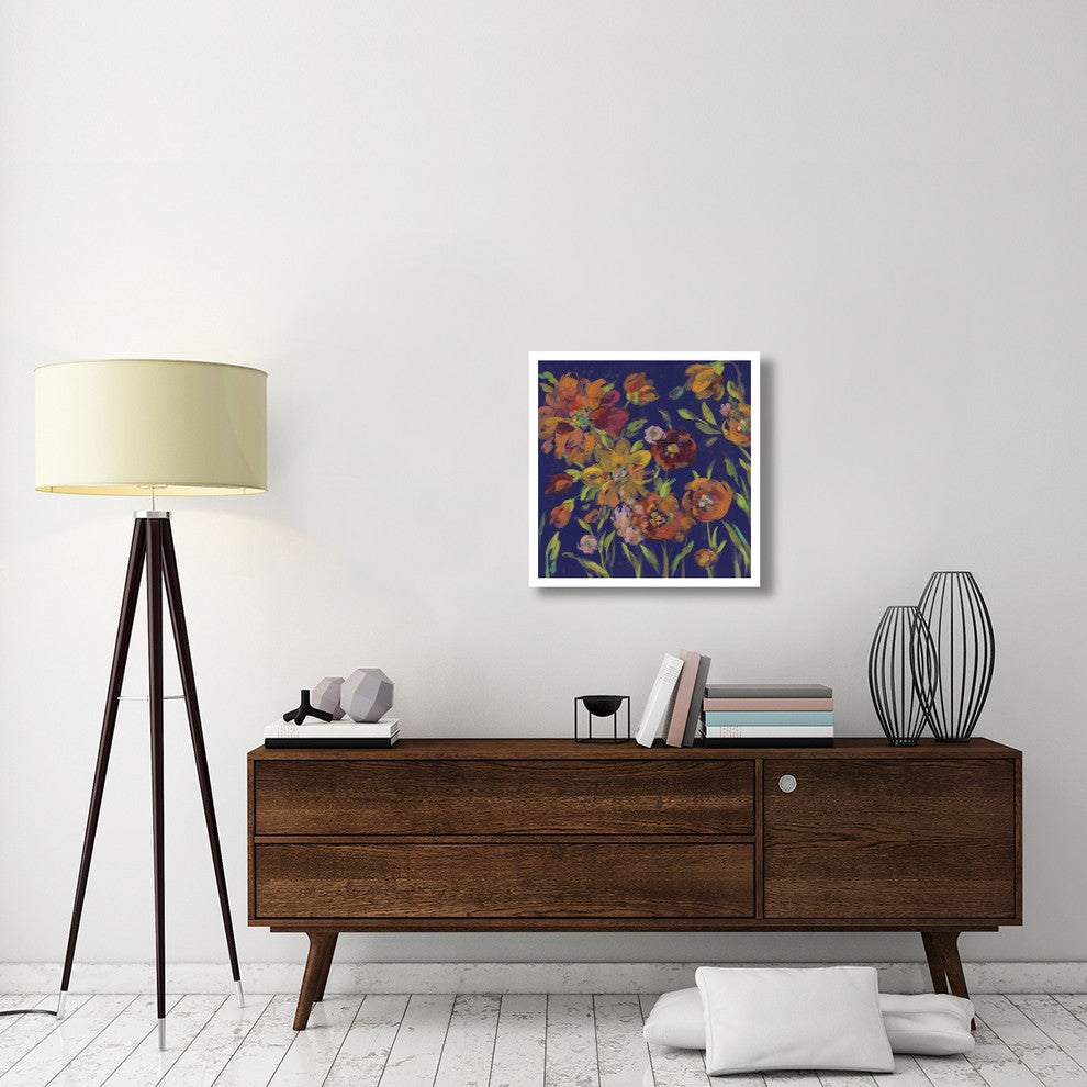 "July Garden Trio III Indigo" Digital Paper Print by Silvia Vassileva, 26"x26"