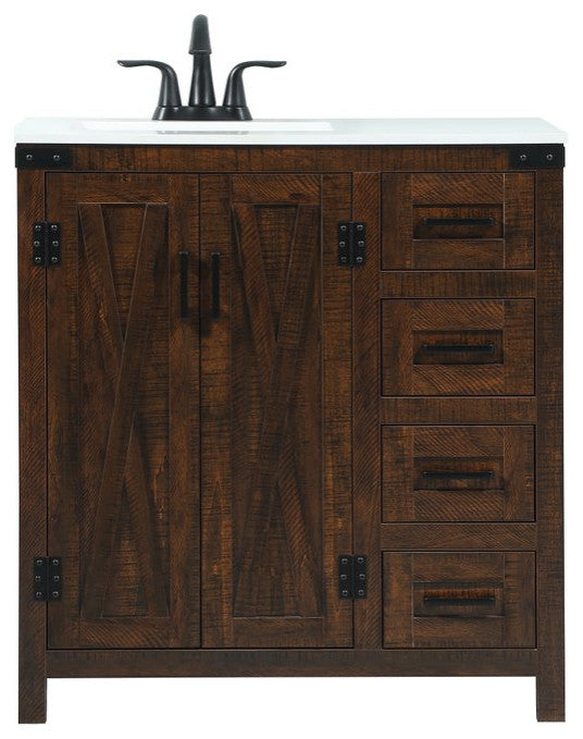 Home Living 19" Farmhouse Expresso-Light Bathroom Vanity