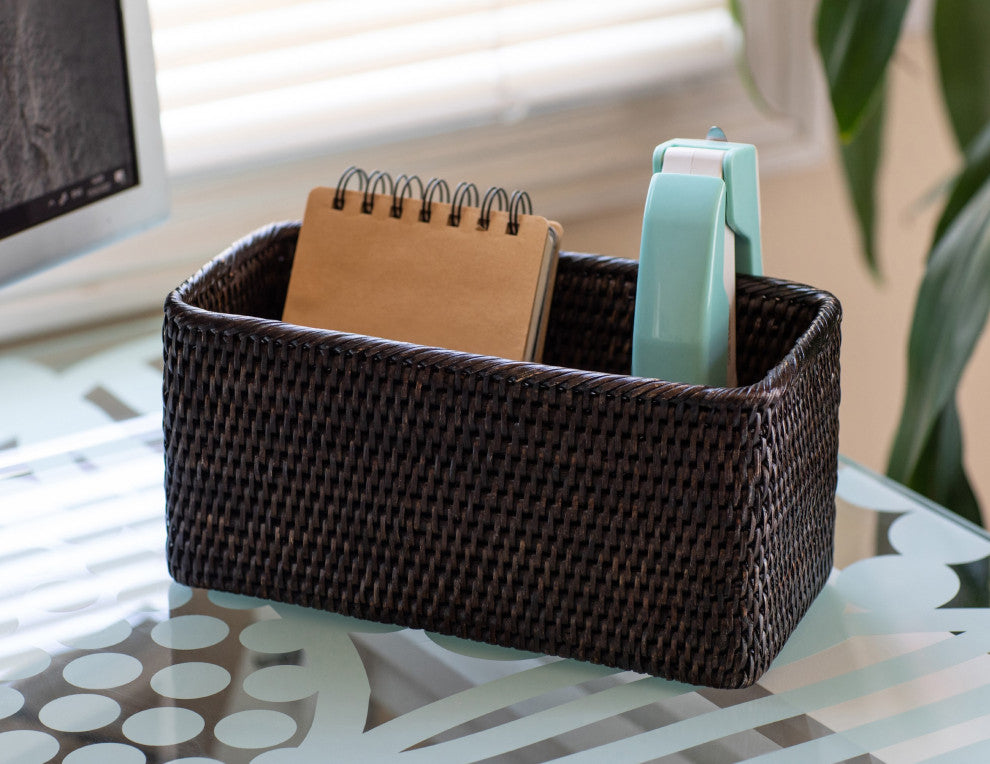 Artifacts Rattan Petite Basket, Tudor Black