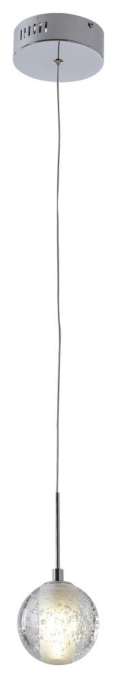 1-Light Chrome Single Pendant With A Clear Crystal Shade