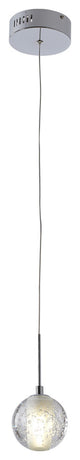 1-Light Chrome Single Pendant With A Clear Crystal Shade