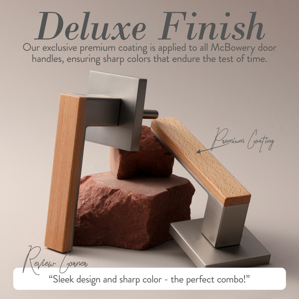 Modern Heavy Duty Designer Interior Door Lever - Summit Collection, Satin Nickel, Privacy Left Hand