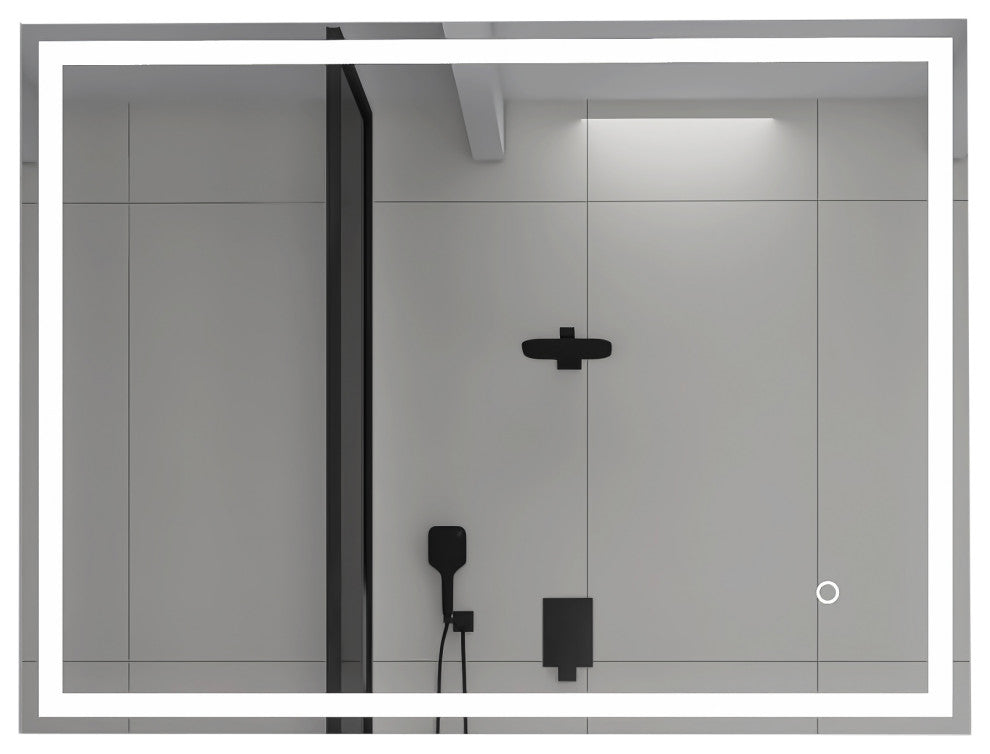 Rectangular Frameless Wall-Mount Anti-Fog LED Light Bathroom Vanity Mirror, 24x3