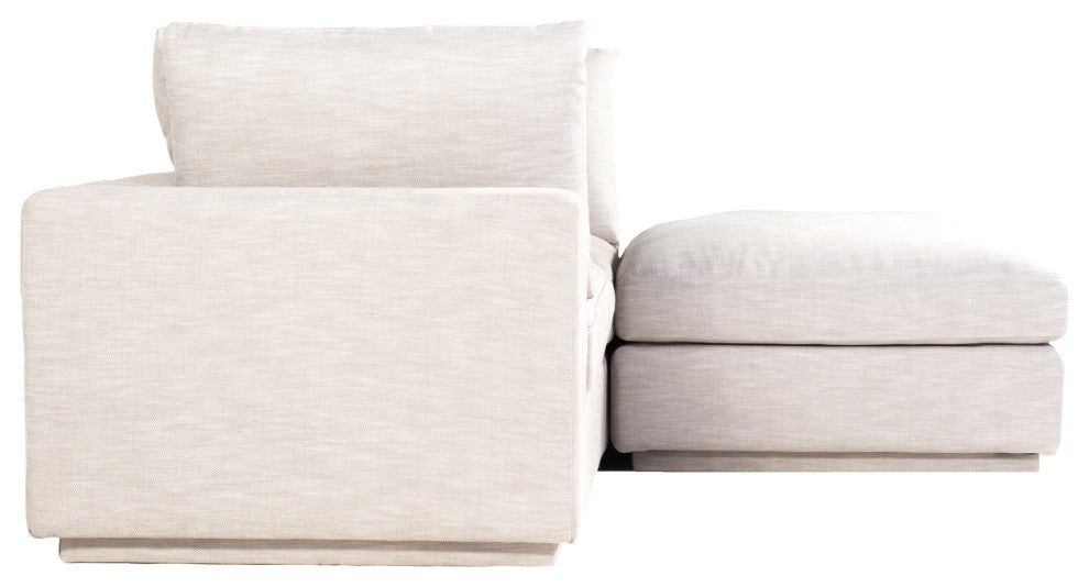 3 PC Set Feather Filled Grey Fabric Modular Scandinavian Sofa