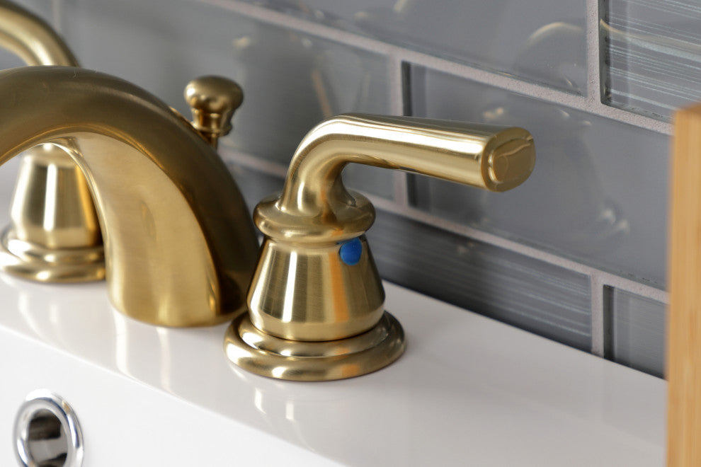 Kingston Brass KB957RXLSB Mini-Widespread Bathroom Faucet, Pop-Up Drain