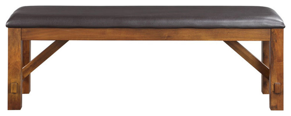 Espresso PU Dining Bench, Walnut Finish