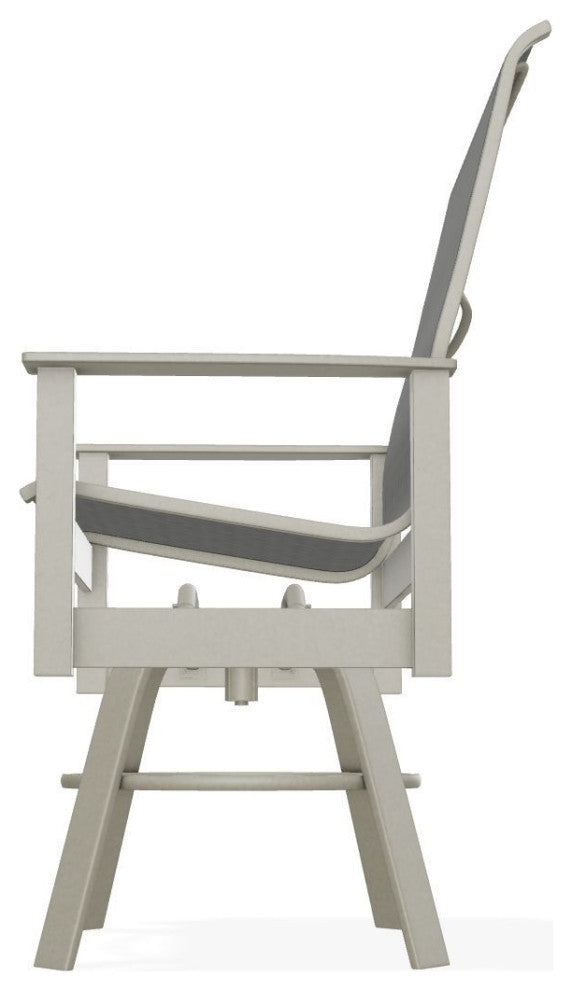 Leeward Sling Balcony Height Outdoor Swivel Armchair, Anchor/Storm