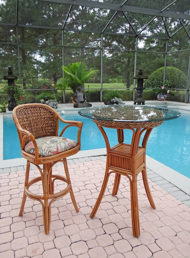 Panama 30" Swivel Barstool In Antique Honey With Dum Dum Natural