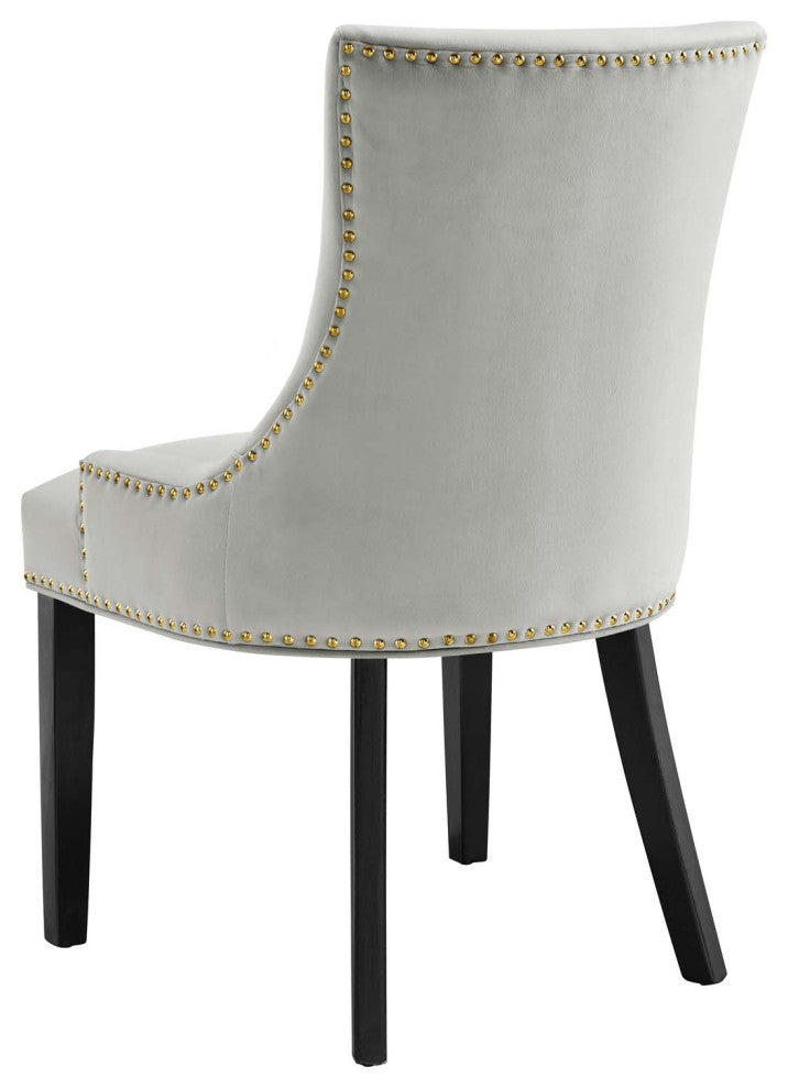 Dining Chair, Nailhead, Set of 2, Gray, Velvet, Modern, Bistro Hospitality