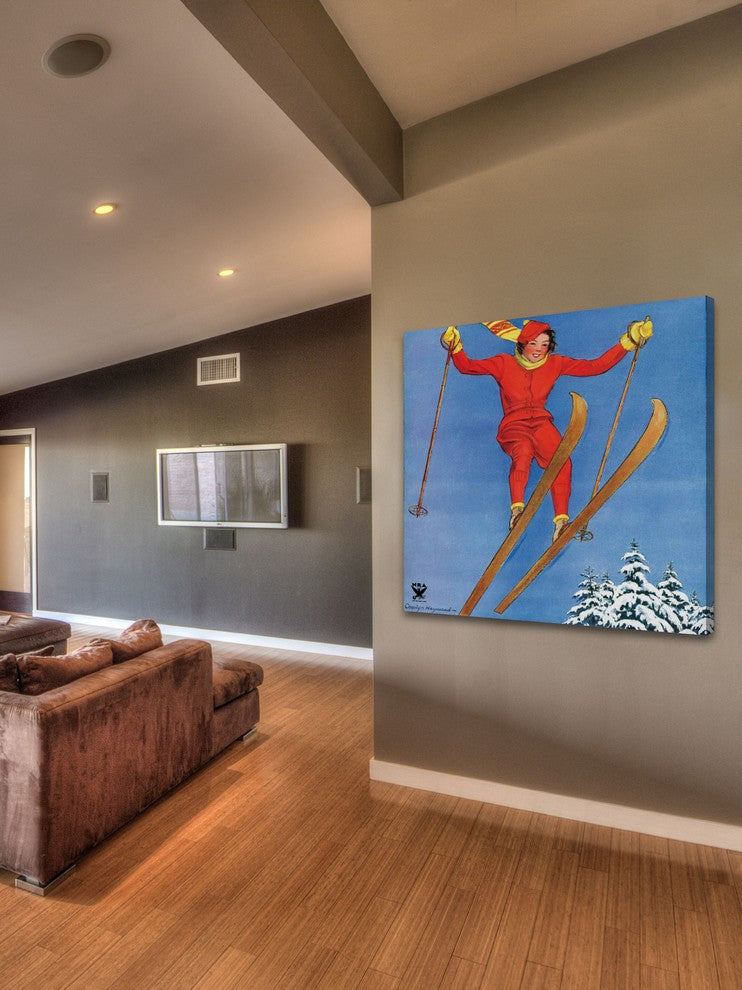 "Woman Ski Jumper" Painting Print on Canvas by Carolyn Haywood