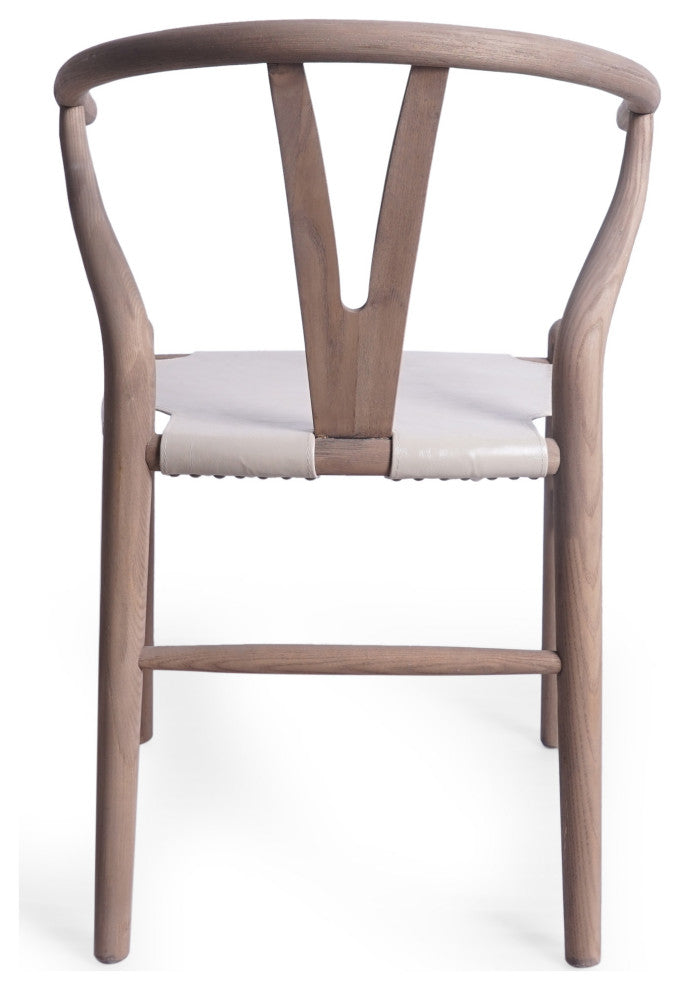 Quince Mid Century Boho Ash Wood Dining Chairs, Set of 2, Tan + Antique