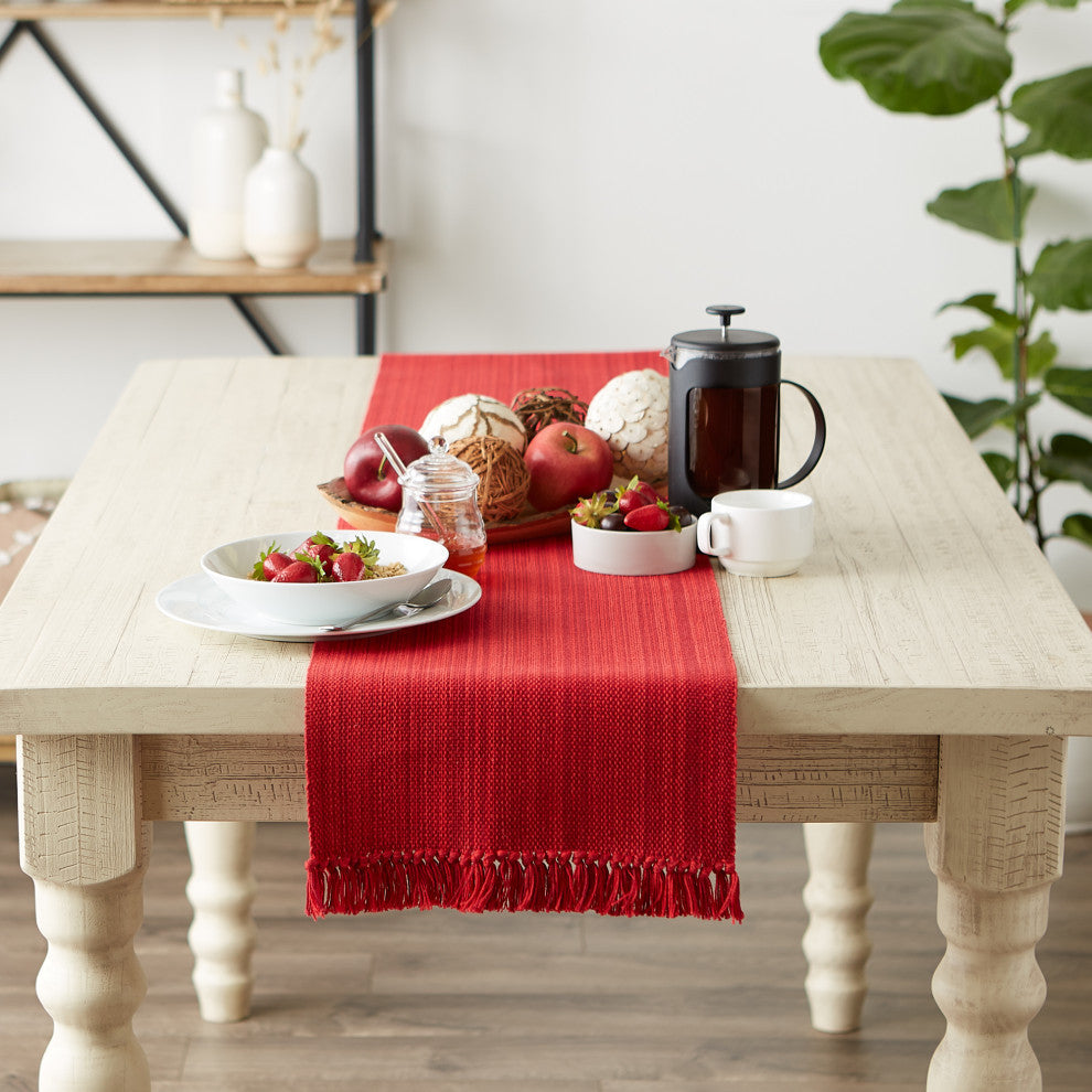 DII Variegated Taupe Fringe Table Runner