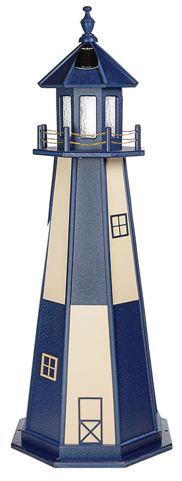 Cape Henry Hybrid Lighthouse, Patriot Blue & Ivory, 5 Foot, Solar, No Base