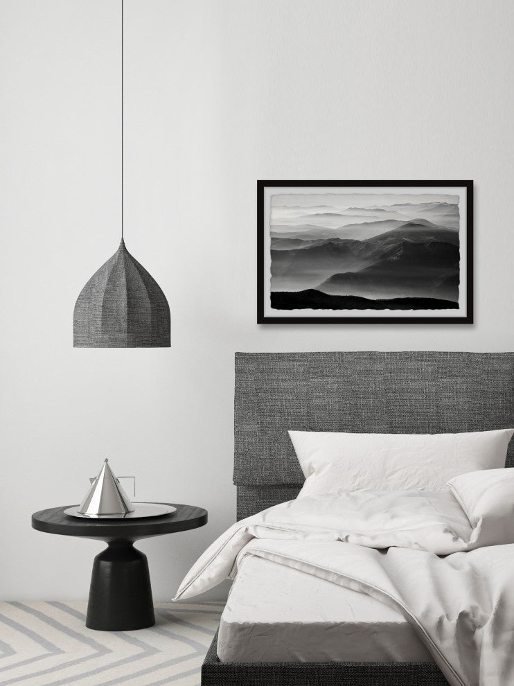 "Foggy Mountain Range" Framed Painting Print, 30x20