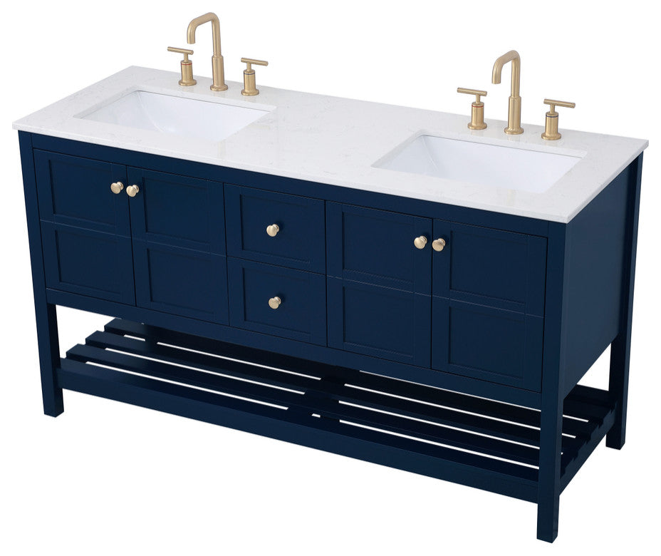 Tucker Blue 60" Double Sink Bathroom Vanity