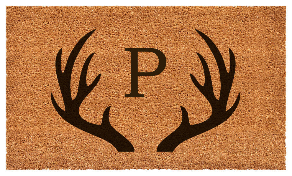 Calloway Mills Antler Monogram Doormat, 30"x48", Letter P