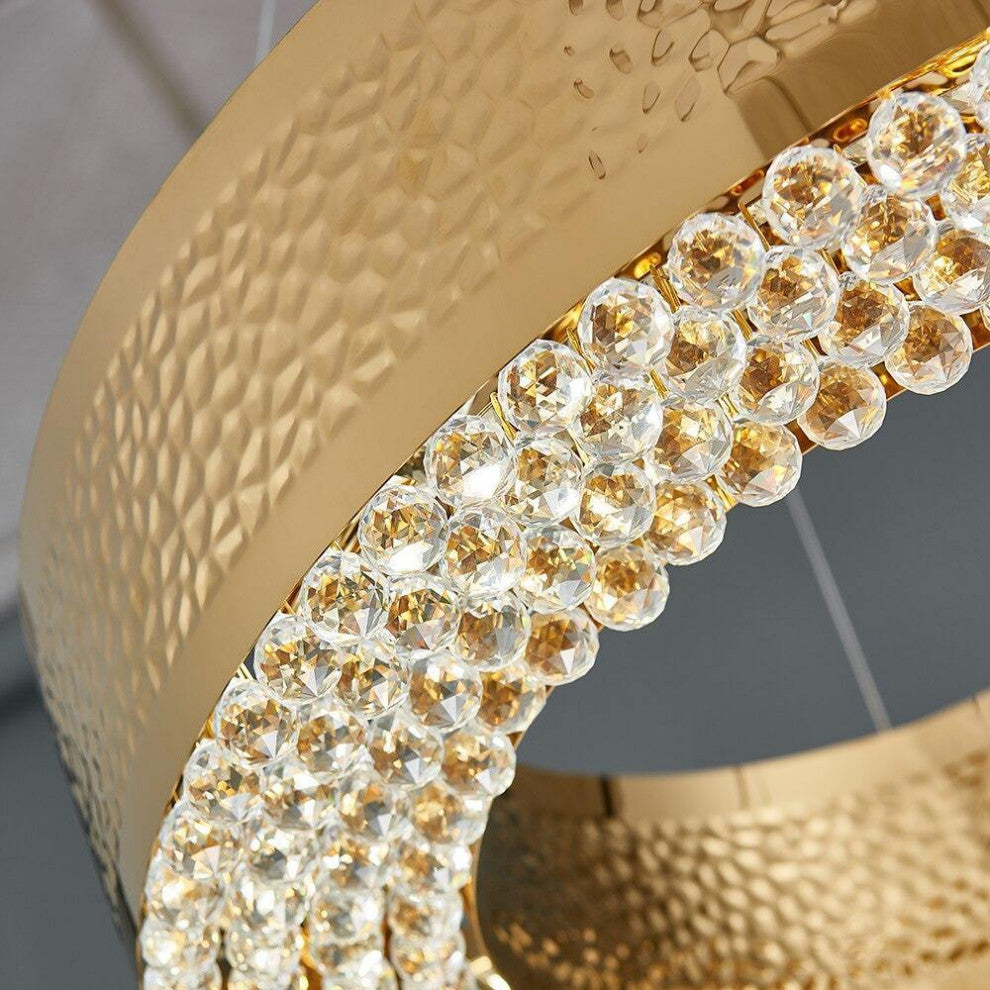 Geneve Gold Plated Crystal Chandelier, Diameter 32"